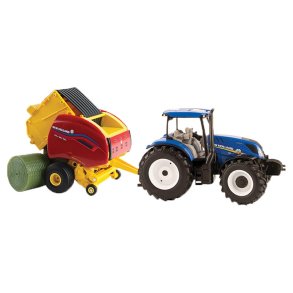 New Holland T6.180 med rundballepresser traktor 1/32 Ertl Britains