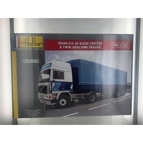 Bygges�t Volvo F12-20 Globetrotter + Presennings Trailer - 1:32 Heller