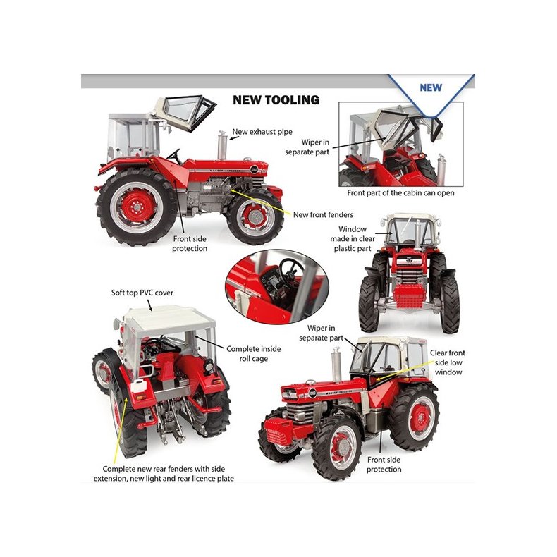 Massey Ferguson 1080 med Peko cab 4wd traktor 1/32 UH Universal Hobbies