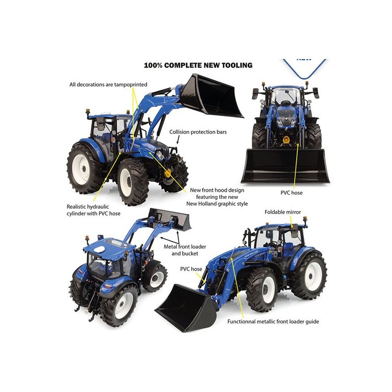 New Holland T5.120 Dual Command 2025 traktor med frontlsser 655 LU 1/32 UH Universal Hobbies