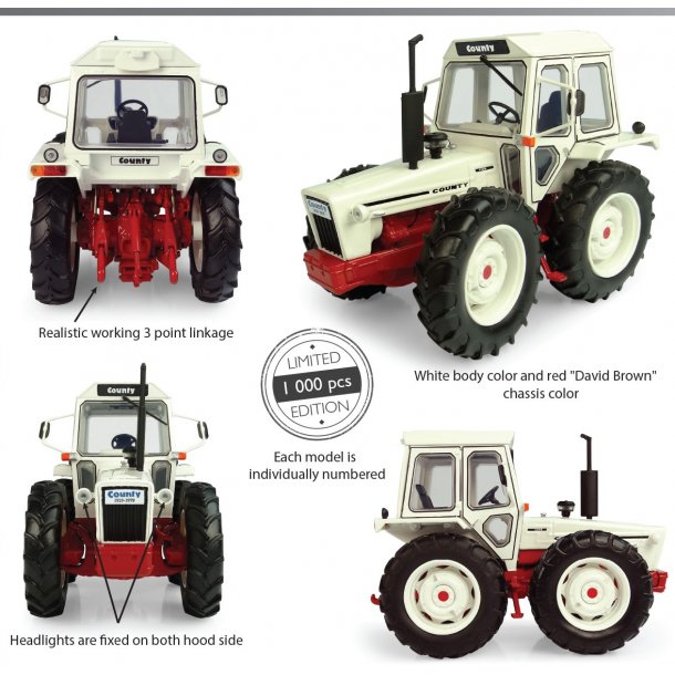 County 1174 hvid/rød udgave Limited Edition traktor 1/32 UH Universal Hobbies