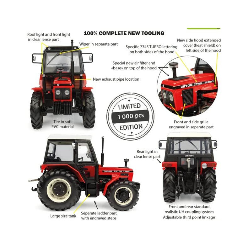 Zetor 7745 4wd Turbo traktor Limited Edition 1000 stk 1/32 UH Universal Hobbies